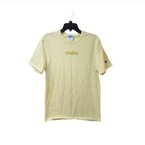 Champion Men's Heritage Reflection Logo Graphic Shirt Lemon Glacier Medium
